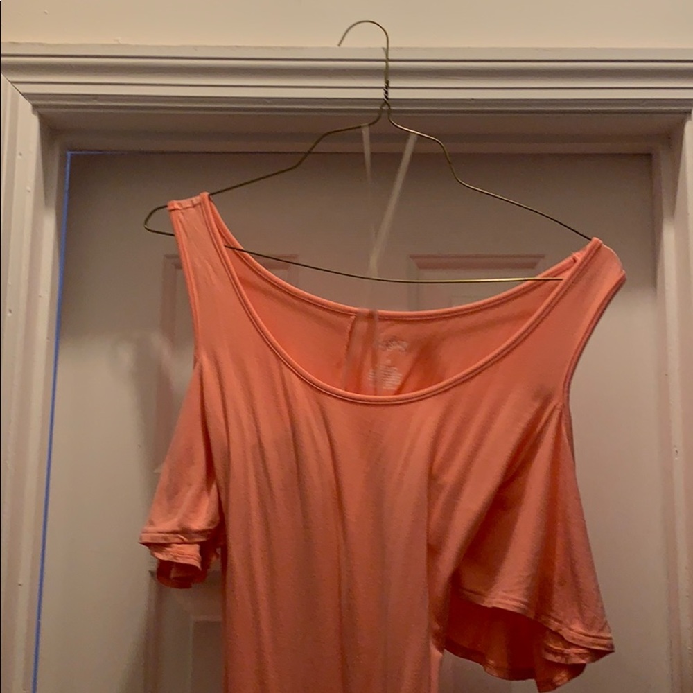 coral off the shoulder dress